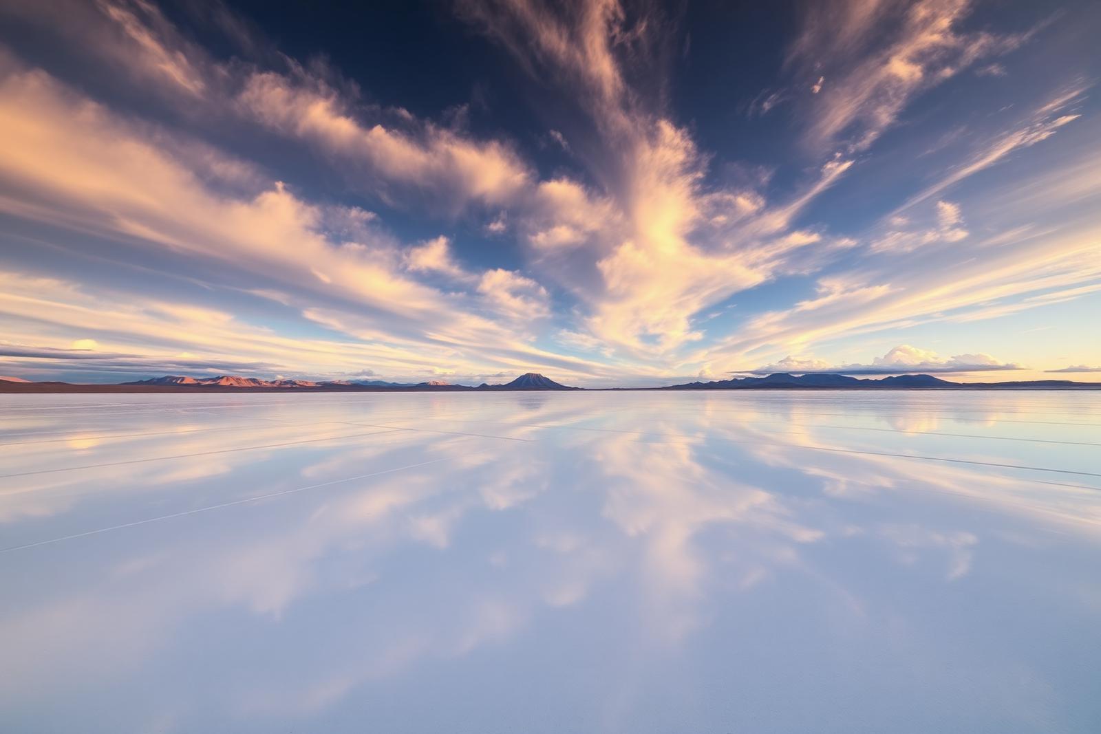 Salar de Uyuni refletindo o céu como espelho